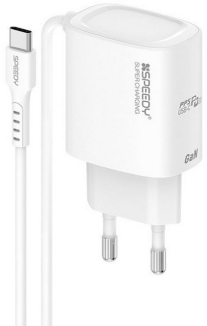 스피디 PD 25W PPS 초고속 C타입 케이블 일체형 충전기, 화이트, 1개