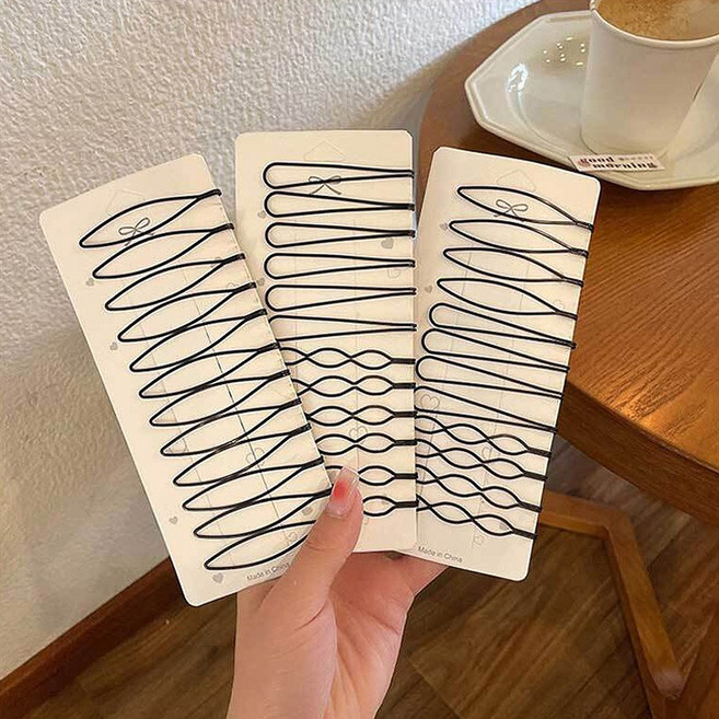 12p/24p 모양 실핀 세트 헤어 앞머리 얇은 옆머리 삔 세트 프랑스 핀 반머리 바비 실삔 미용실