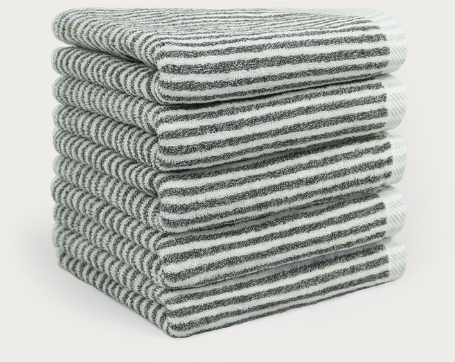 어메니티타올 선염 보카시 스트라이프 호텔 수건 150g 30수 면사, 차콜그레이, 5개