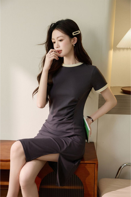 Novastar 반팔 섹시 슬림핏 허리 트임 원피스 여성용 캐주얼 원피스