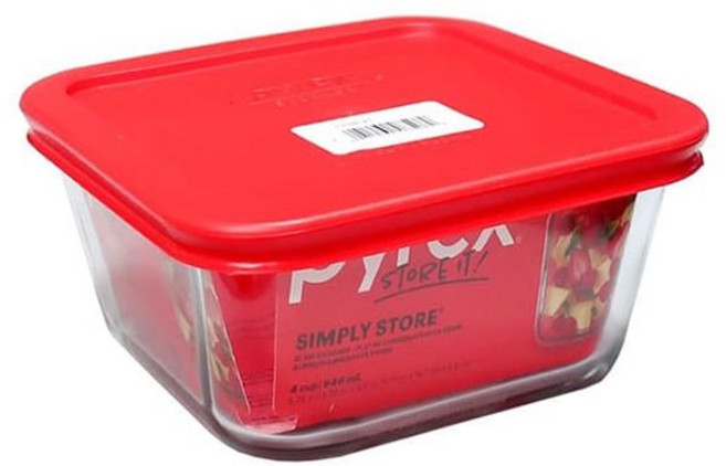 파이렉스 유리 반찬통 내열유리 사각 밀폐 용기 946ml ykm*3137pz, 1개