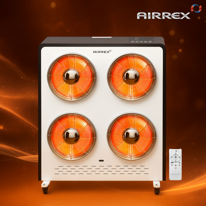 헵시바 에어렉스 전기히터 4구 업소용 가정용 하이라이트 난방기 스토브 온풍기 사무실 식당 PC방 교회 사찰 카페 전기난로, 에어렉스 4구히터(스톰그레이)