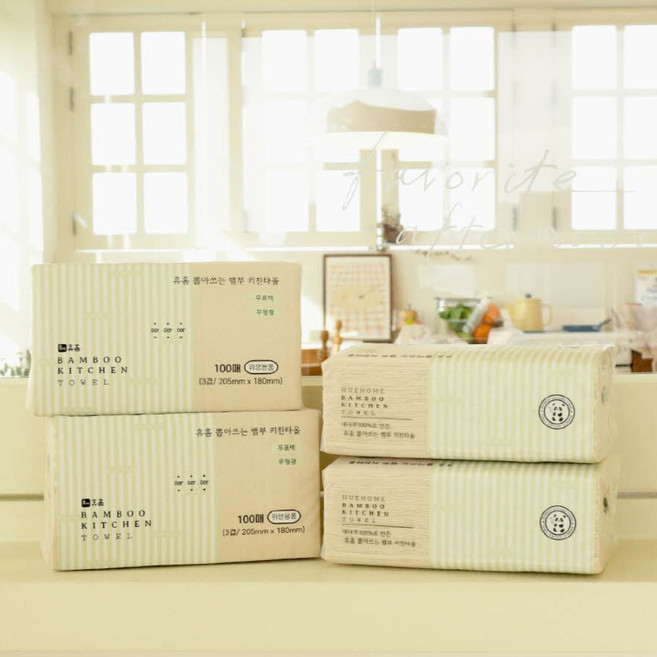 휴홈 무표백 대나무 뽑아쓰는 키친타올100매 12팩(1200매), 12개, 100매입