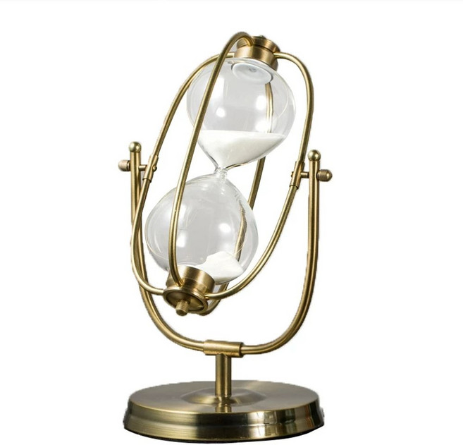 탁상용 모래시계 골드장 인테리어 사무실 회전 서재 장식 소품, D. 청동 트럼펫 5분 동안 회전 보라색