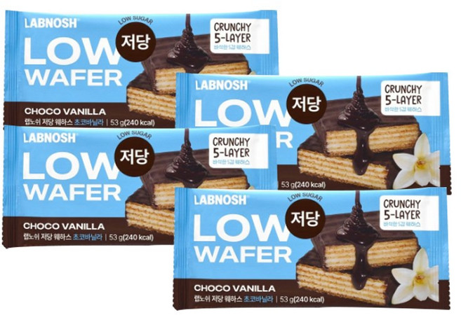 랩노쉬 저당웨하스 초코바닐라, 53g, 4개