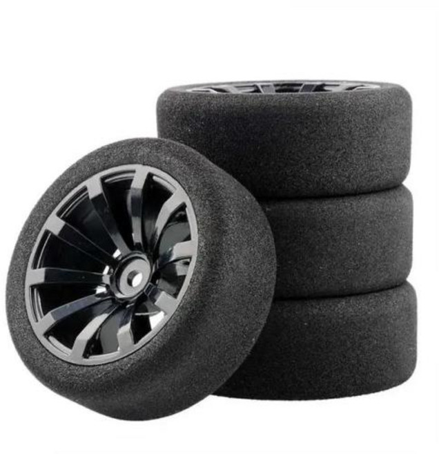 HSP HPI 110 온로드 RC카용 레이싱 폼 타이어 휠 림 세트 12mm 육각 RC 카 액세서리 4 개, 6) Black