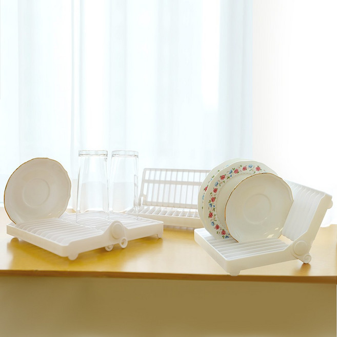 아일리브 접이식 접시 정리대 그릇 건조대 거치대, 3개, 화이트