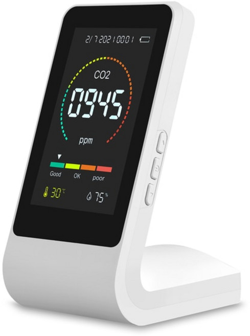 미세먼지측정기 3 in 1 디지털 스마트 대기질 측정기 다기능 모니터 CO2 미터 온도 습도 센서 테스터, 1개, 하얀색