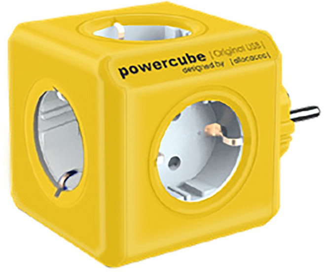 파워큐브 오리지널 5구 멀티탭, 7.5cm, 옐로우, 1개