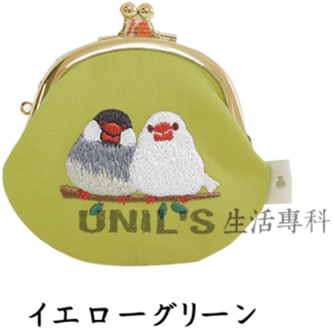 《生活專科》帆布刺繡文鳥零錢包／口金包