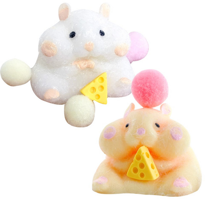 햄스터 말랑이 몰랑이 화이트 옐로우 2개, 80g, 혼합색상