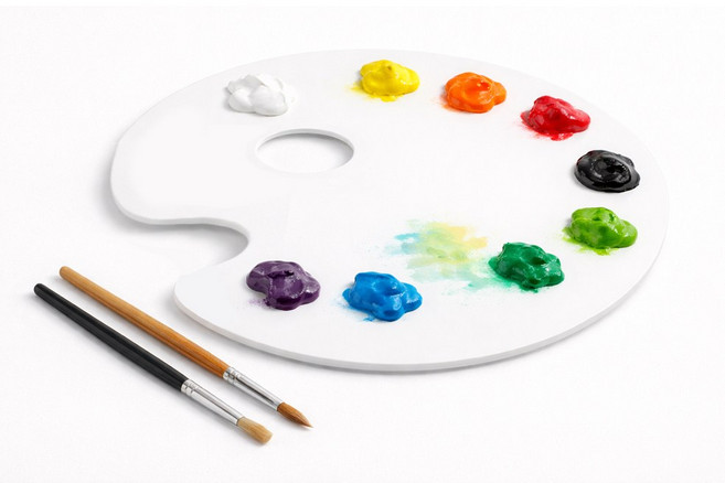 빛반사가 없는 전문가용 무광 백색 아크릴 팔레트 미술팔레트, 1개, 원형