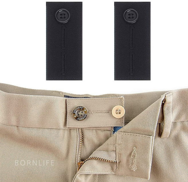 본라이프 허리늘리기 슬랙스 청바지 면바지 정장바지 밴딩 각종 바지수선 셀프수선 허리수선 마술단추 색상별 모음 단추, 슬랙스탭 단추형_블랙, 2개