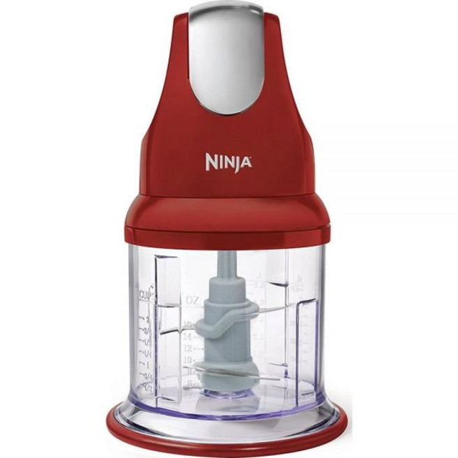 닌자 푸드 초퍼 익스프레스 찹 200와트 다지기 분쇄 블렌딩 및 식사 준비 NJ110GR, Red