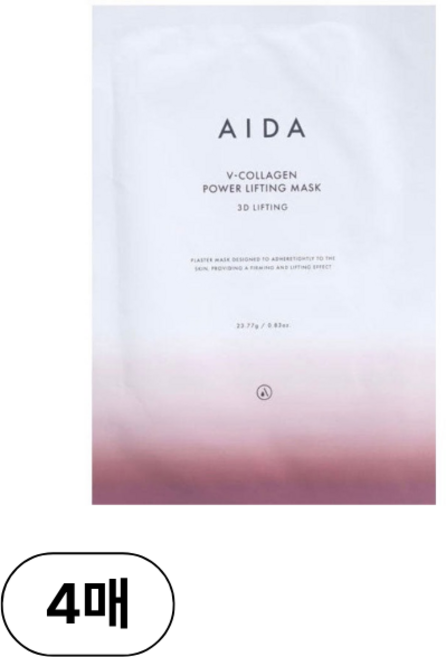 [아이다] [단품] V콜라겐 파워 탄력 리프팅 마스크 1BOX(4매입), 1개, 4개입