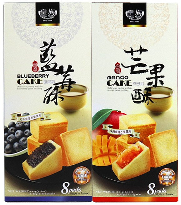 펑리수 대만 케이크 184g 블루베리 2개 + 망고 2개(총4개) 사무실간식 대만케익, 4개
