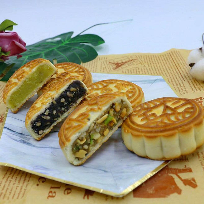 중국 월병 일월방 케이크 견과빵 세트 과자 전통 선물세트 중국빵 오인월병 스낵, 검은깨 멜론 1kg 10, 1개, 1g