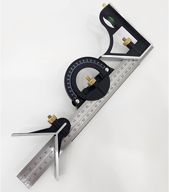 리녹 다기능 콤비네이션 스퀘어 RN-MCS300 목공 각도자 자 세트 300mm 센터포인터 버블수평기 포함 측정툴, 1개