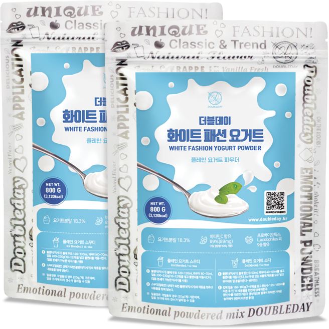 더블데이 화이트 패션 플레인 요거트 파우더 아이스 스무디 소다 에이드용, 2개, 800g