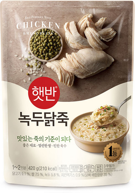 비비고 녹두닭죽, 420g, 1개