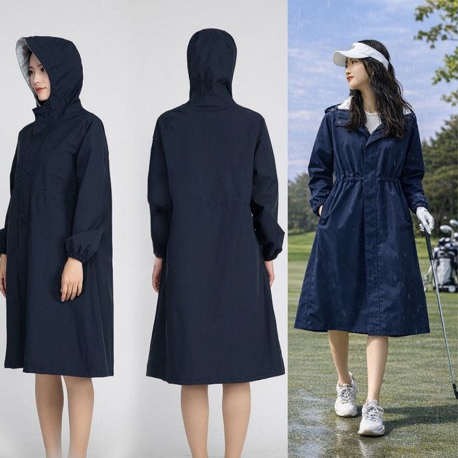 이지필드 여성 프리미엄 골프우비 레인코트 바람막이 방수비옷, 1개, 네이비