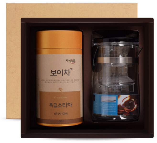 차예마을 보이차 특급소타차 표일배 선물세트 쇼핑백 포함 .., 1개