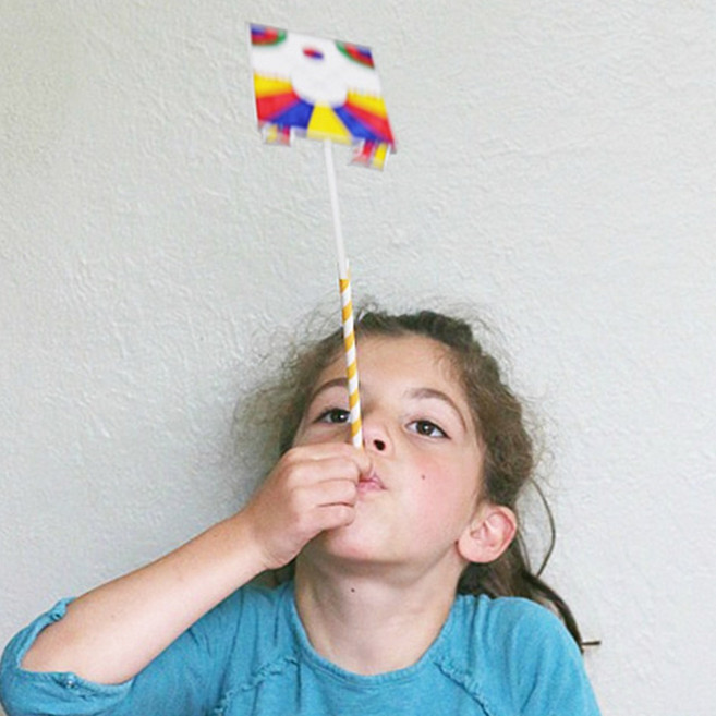 설날놀이 민속명절 전통놀이 만들기, 10. 입으로 부는 연날리기 만들기 (5인용)