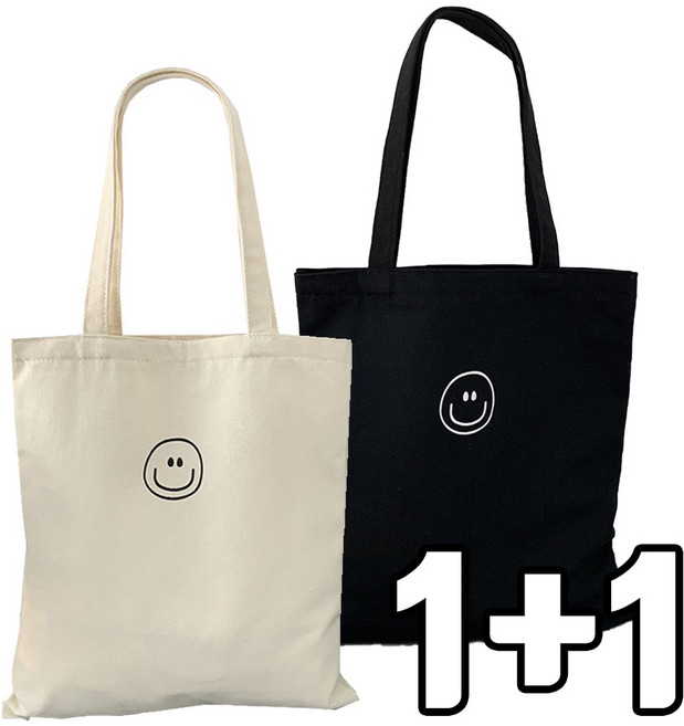 스마일 에코백 숄더백 가방 면에코백 스마일백 캔버스백 2종 세트