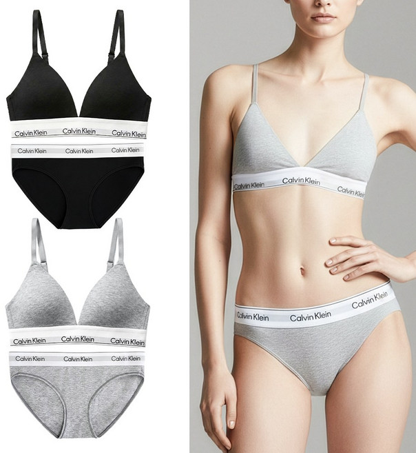 [전국무료배송] 캘빈클라인 여성 속옷 트라이앵글 + 비키니 팬티 세트