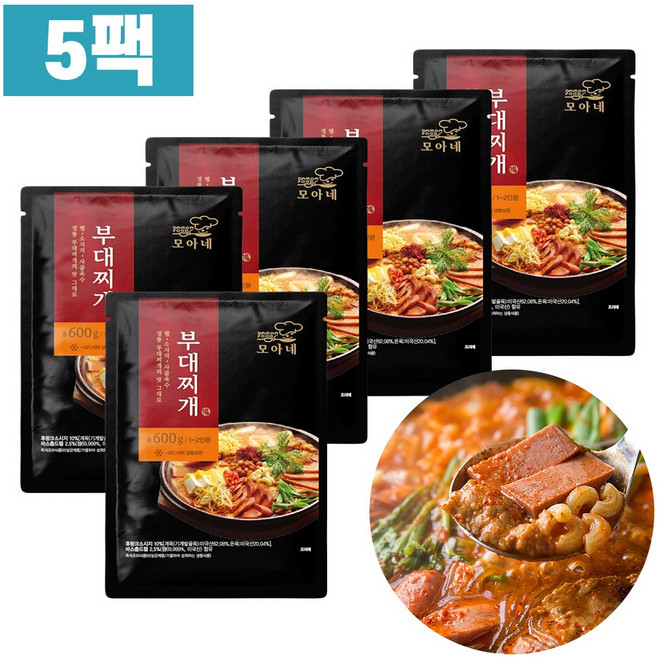 다모아 간편조리 즉석탕 부대찌개 600g, 5개