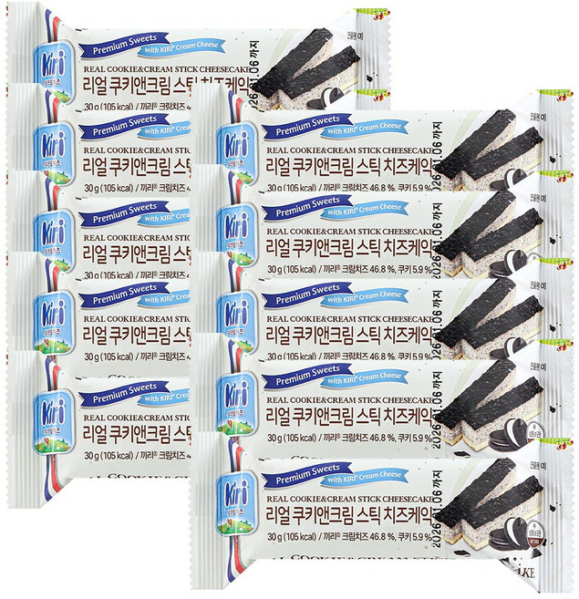 [냉동]끼리 리얼스틱 치즈케익 30g 쿠키앤크림 10개