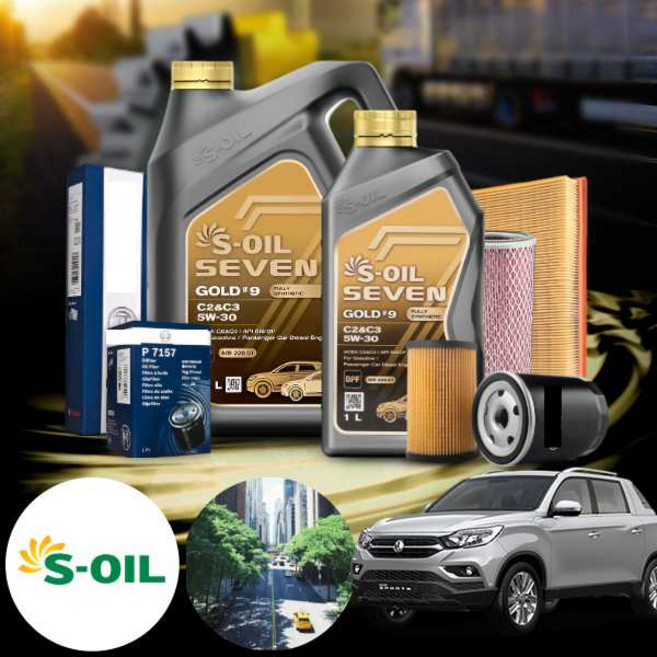 쌍용 렉스턴스포츠칸 2.2(요소수) 디젤 에쓰오일 세븐 골드 9 C2 C3 5W30 엔진오일세트
