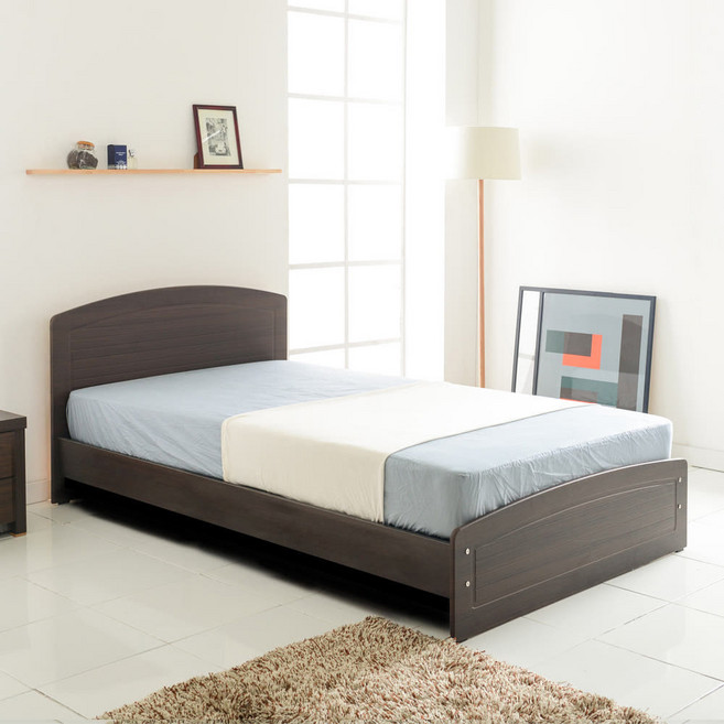 미코퍼니처 에디스 헤드형 침대+단면 본넬 매트리스+발통 S/SS/D/Q, 월넛