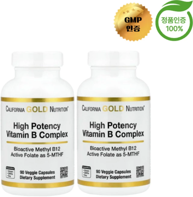 캘리포니아 골드 뉴트리션 고효능 비타민B 복합체 베지 캡슐 90정, 2개 - 쿠팡