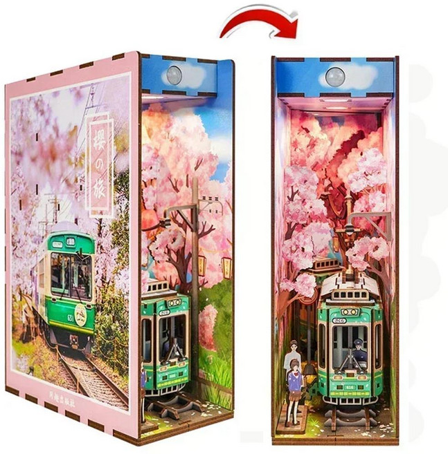 미니어처 시크릿 가든 북엔드 나무 책꽂이 선반 삽입 키트 책장 인형의 집, 1개, 색상: 6. TQ516