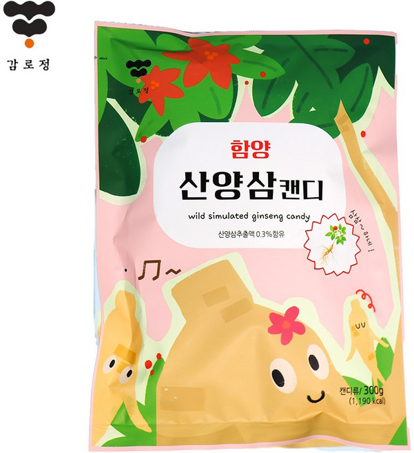 감로정 함양 산양삼 캔디 1봉지(300g) _산양산삼 사탕 탕비실 교회 간식 어르신 홍삼캔디 보다 맛있고 건강, 300g, 1개