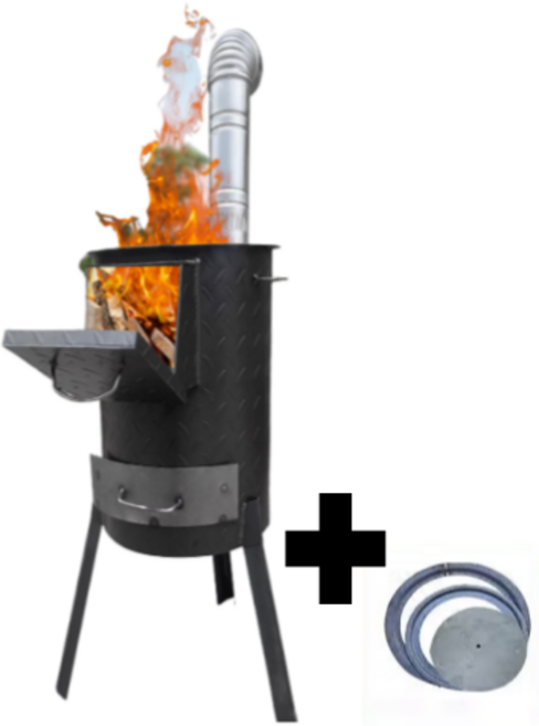 우스어스 가마솥 화덕 드럼통 무쇠 솥 화로 아궁이 화목 난로, 1개