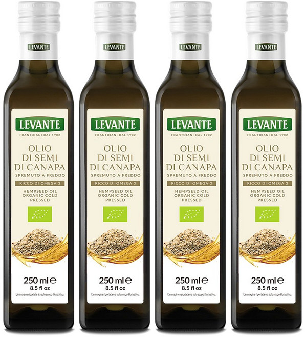 르반테 유기농 대마종자유 250ml 냉압착 햄프씨드오일 이탈리아 직수입 4병, 4개