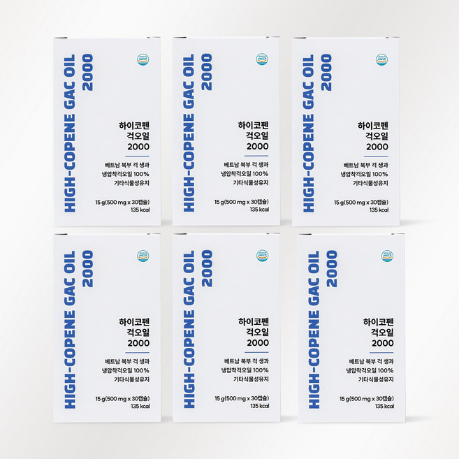 생과에서 추출한 하이코펜 걱오일 2000, 6박스, 30정