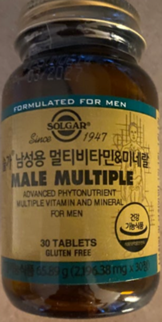 솔가 남성용 멀티비타민 & 미네랄 2196.38mg, 30정, 1개