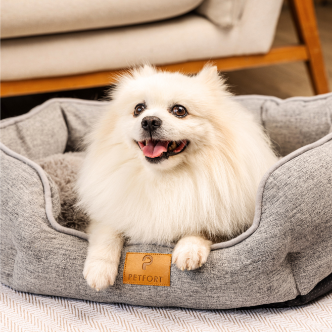 펫포트 양면 쿠션 강아지 방석, 1개, 그레이