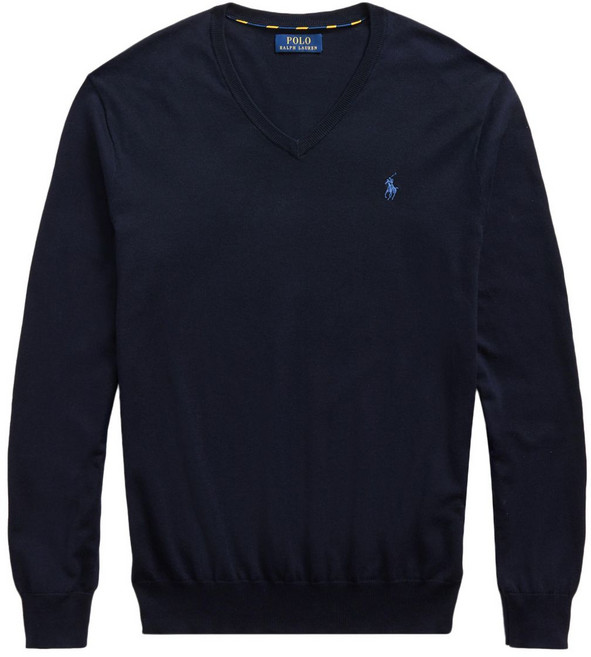 폴로랄프로렌 V넥 로고 자수 스웨터