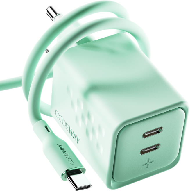 코드웨이 50W 초 고속 충전기 + 100W C to C 타입 초고속 충전 케이블 2M, 스프링 민트, 1세트