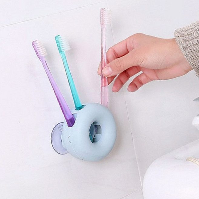 도넛형 세면대 칫솔 보관홀더 칫솔꽂이, 하루코너 핑크, 1개