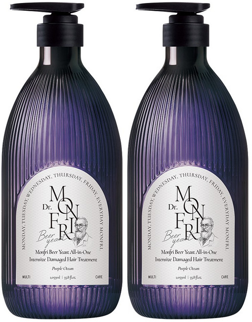 먼프리 대용량 극손상모 실크 리페어 윤기&탄력 헤어 트리트먼트 퍼플오션향, 2개, 1.059L