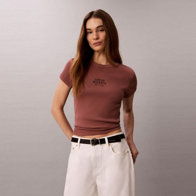 캘빈클라인 진 CALVIN KLEIN JEANS 여성 베이비 립 로고 티47F240G DPL875 UQU482