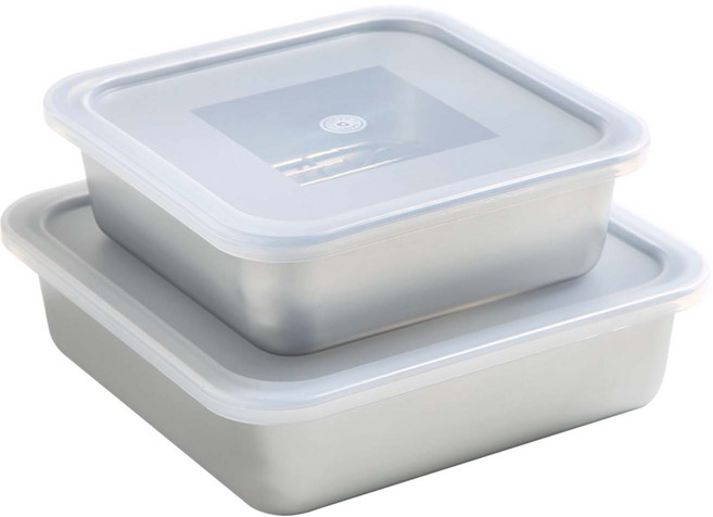 알텐바흐 스텐밧드 정사각 세트(중+대) 야채 고기 보관 스텐용기, 1세트, 2종(중+대)