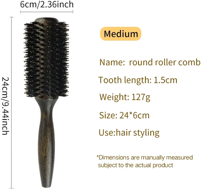쿠쿠스토어 전문가 멧돼지털 원형 헤어 브러쉬 (여성 및 남성 스타일링 빗 살롱 미 나무, 02 M