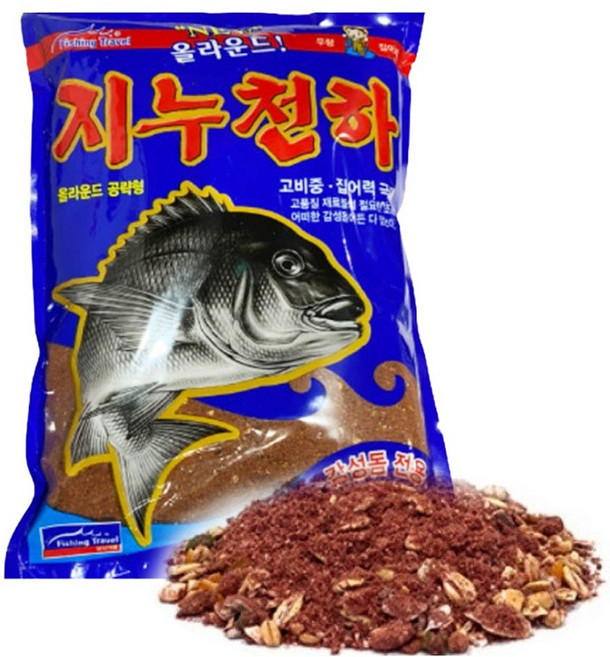 낚시여행 지누천하 2kg 습식 감성돔 집어제 1봉 파우더 밑밥 미끼 고비중, 1개