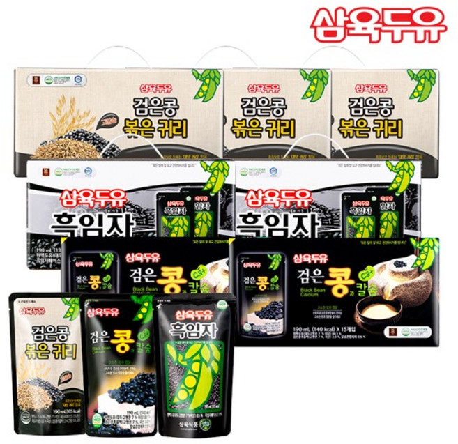 삼육 검은콩볶은귀리45팩+흑임자30팩+검은콩과칼슘30팩 총105팩, 190ml, 105개